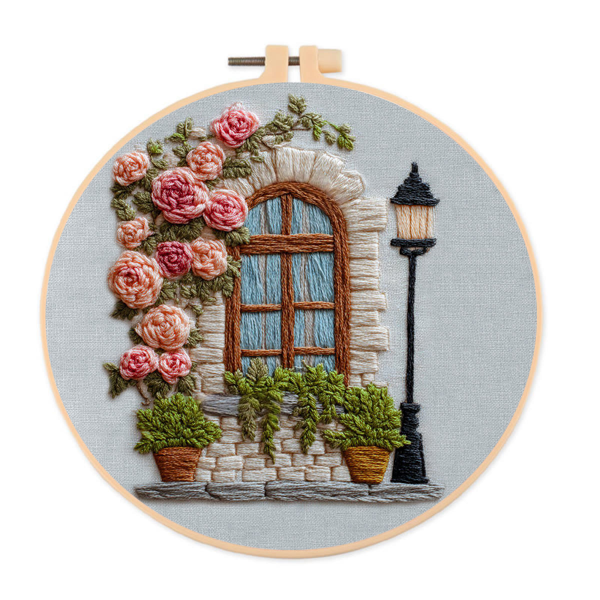 Rubbyoo Embroidery Kit - Floral Window | Nice Home Decoration | Diy Handmade Gift  - 20*20cm - image 1