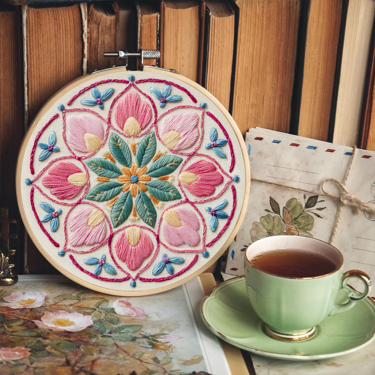 Rubbyoo Embroidery Kit - Floral Design | Beginner Handmade Art | Nice Hanging Decor  - image 3