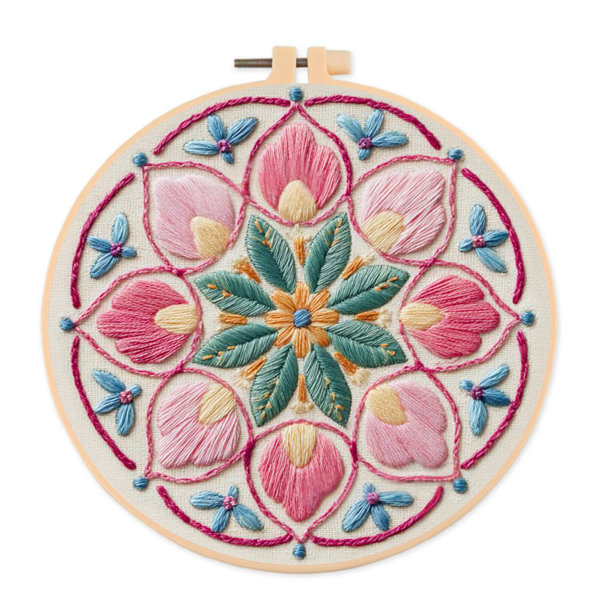 Rubbyoo Embroidery Kit - Floral Design | Beginner Handmade Art | Nice Hanging Decor  - 20*20cm - image 1