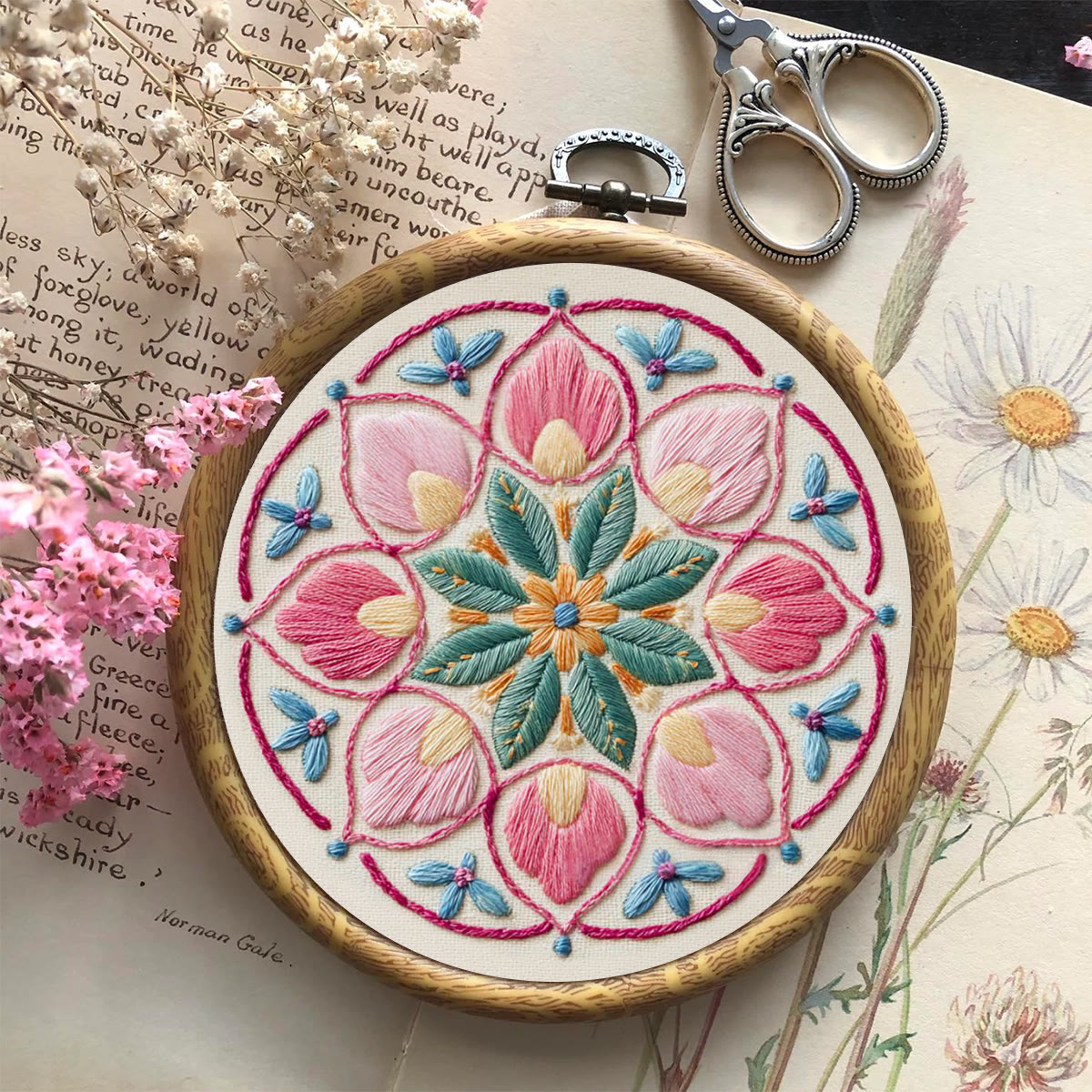 Rubbyoo Embroidery Kit - Floral Design | Beginner Handmade Art | Nice Hanging Decor  - image 2