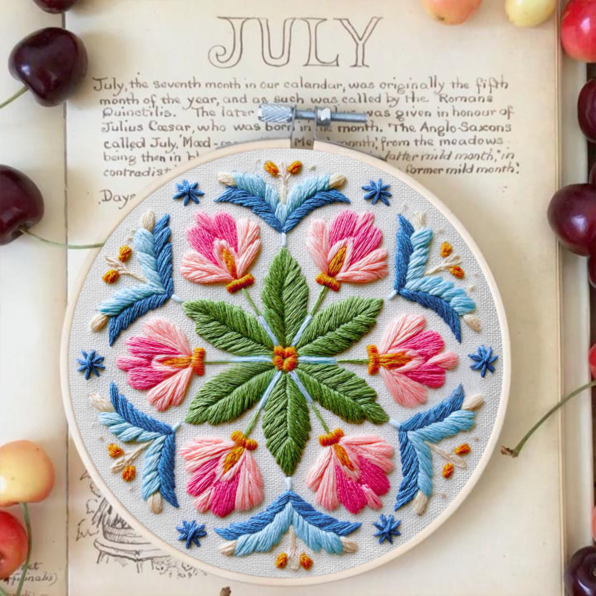 Rubbyoo Embroidery Kit - Floral Mandala | Easy Stitch Art | Perfect Craft For Diy Beginner  - image 2