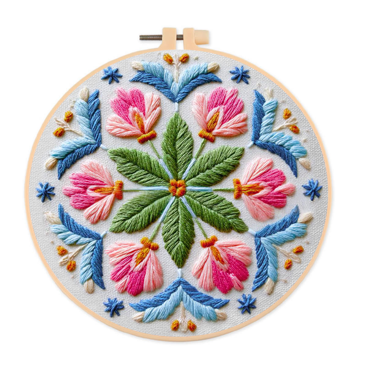Rubbyoo Embroidery Kit - Floral Mandala | Easy Stitch Art | Perfect Craft For Diy Beginner  - 20*20cm - image 1