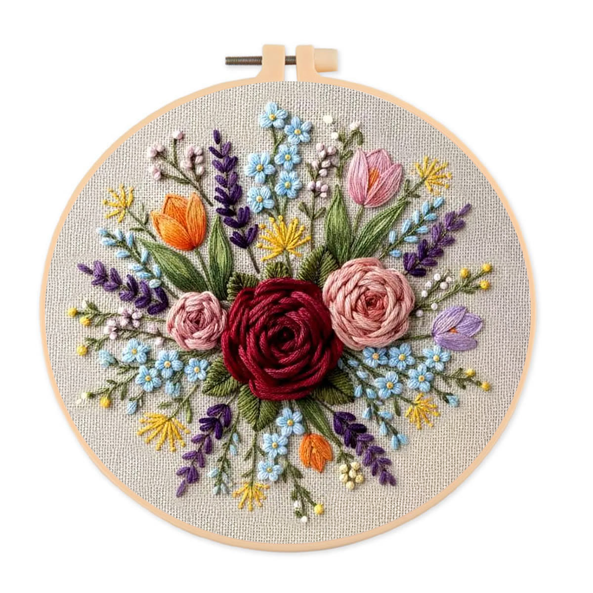 Rubbyoo Embroidery Kit - Romantic Roses | Handmade Gift For Her | Diy Valentine Day Gift - 20*20cm - image 1