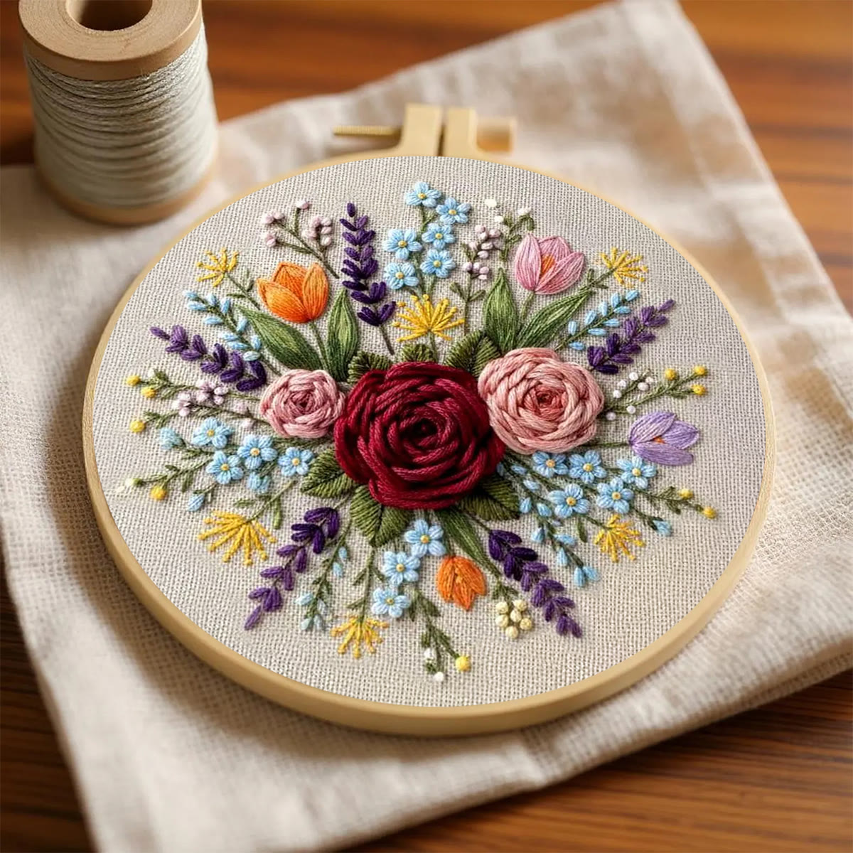 Rubbyoo Embroidery Kit - Romantic Roses | Handmade Gift For Her | Diy Valentine Day Gift - image 3