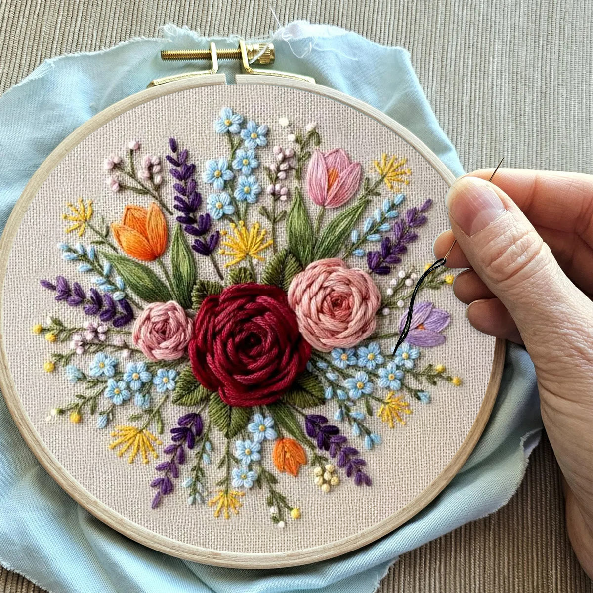 Rubbyoo Embroidery Kit - Romantic Roses | Handmade Gift For Her | Diy Valentine Day Gift - image 8