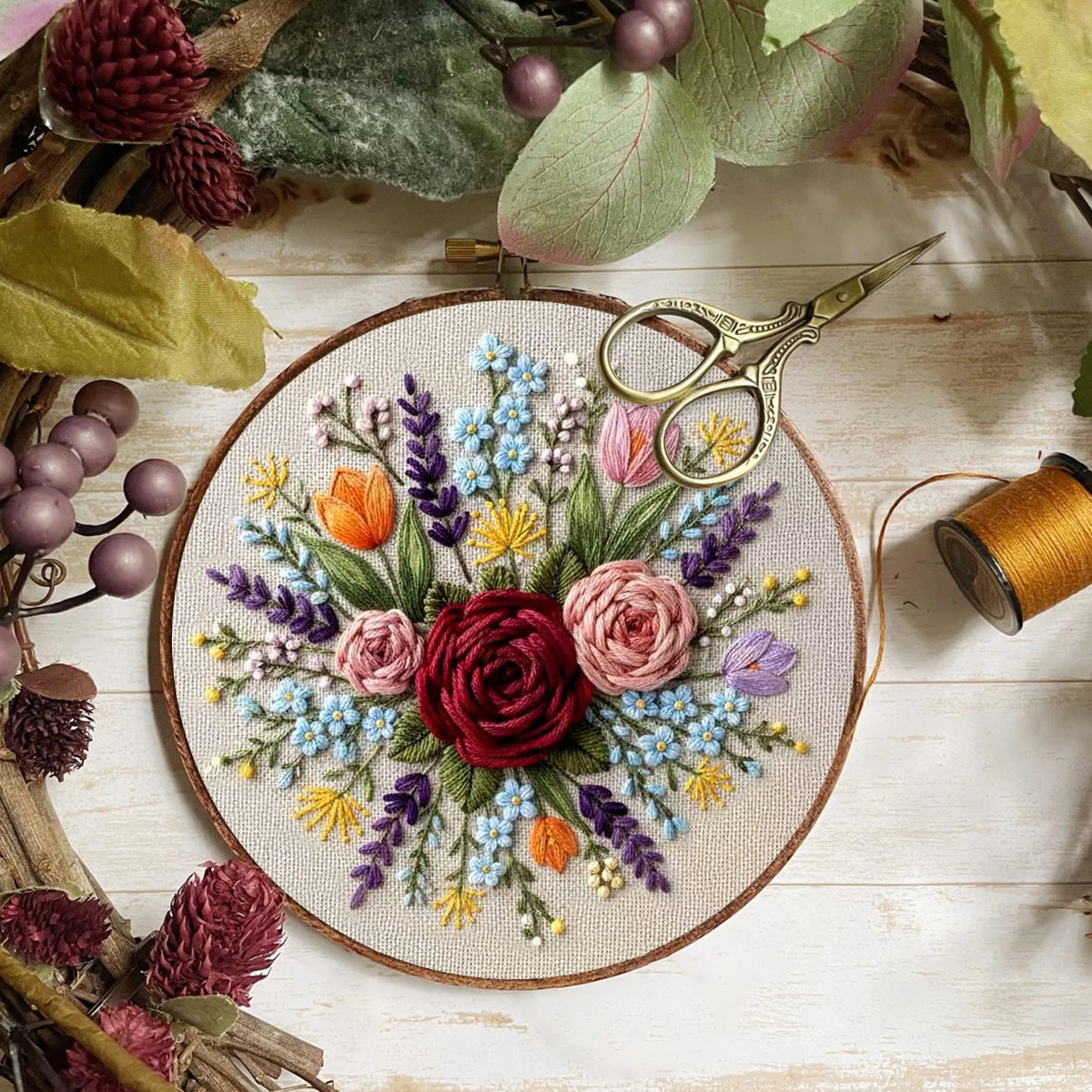 Rubbyoo Embroidery Kit - Romantic Roses | Handmade Gift For Her | Diy Valentine Day Gift - image 7