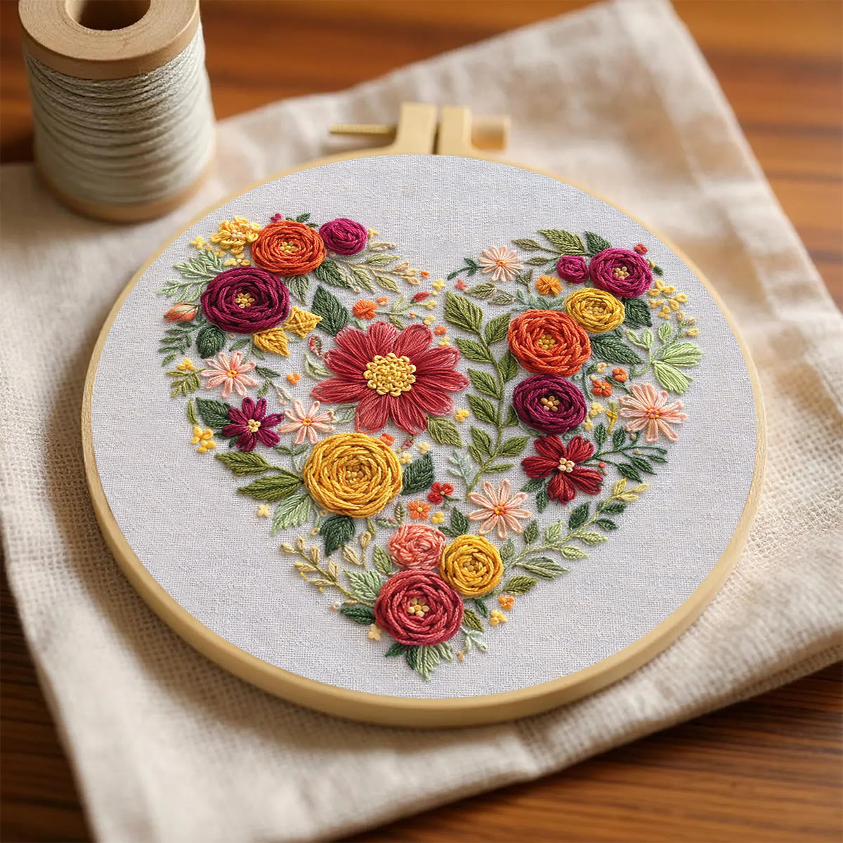 Rubbyoo Embroidery Kit - Floral Love | Modern Floral Heart | Diy Home Ornament - image 5