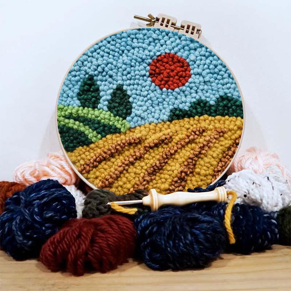 Sunset Countryside Landscape Punch Needle Kit – Cozy Home Handcraft | Newbie-friendly Diy Project - image 2