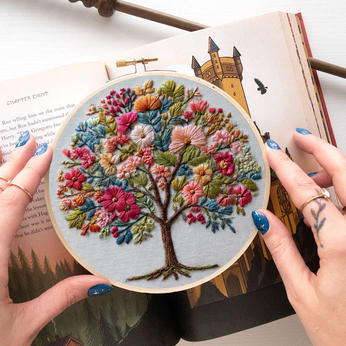 Rubbyoo Embroidery Kit - Fantasy Tree | Gift For Craft Lovers | Unique Home Decor - image 4