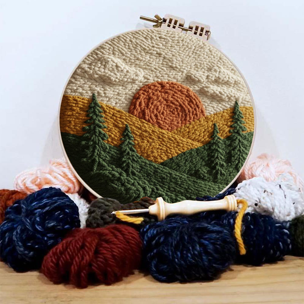 Autumnal Sunset Mountain Forest Punch Needle Kit – Top Gifting Choice | Cozy Warm Home Decor - image 2