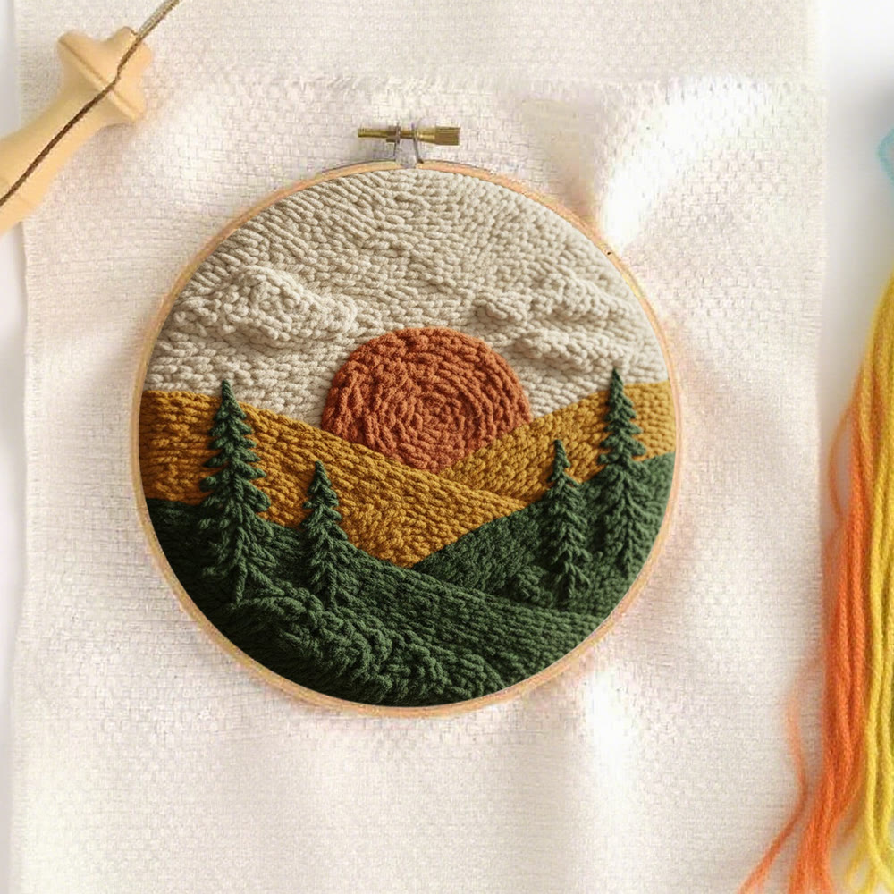 Autumnal Sunset Mountain Forest Punch Needle Kit – Top Gifting Choice | Cozy Warm Home Decor - image 7