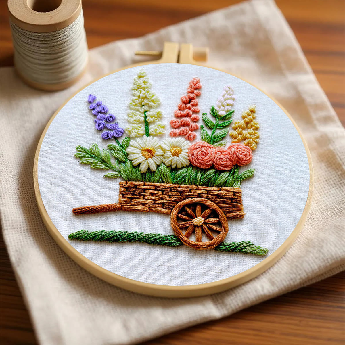 Rubbyoo Embroidery Kit - Flower Trolley | Creative Floral Craft | Perfect Stitch Art For Beginner  - image 2