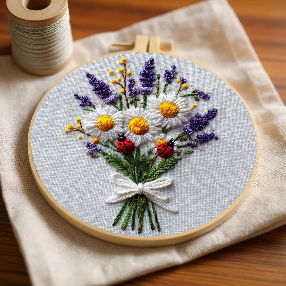 Rubbyoo Embroidery Kit - Daisy Bouquet | Handmade Desk Decor | Diy Birthday Gift  - image 2