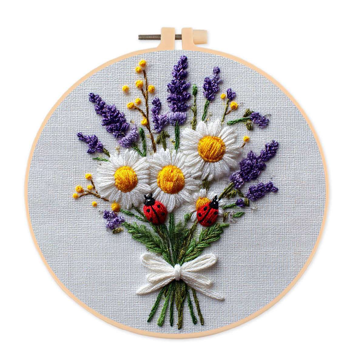 Rubbyoo Embroidery Kit - Daisy Bouquet | Handmade Desk Decor | Diy Birthday Gift  - 20*20cm - image 1