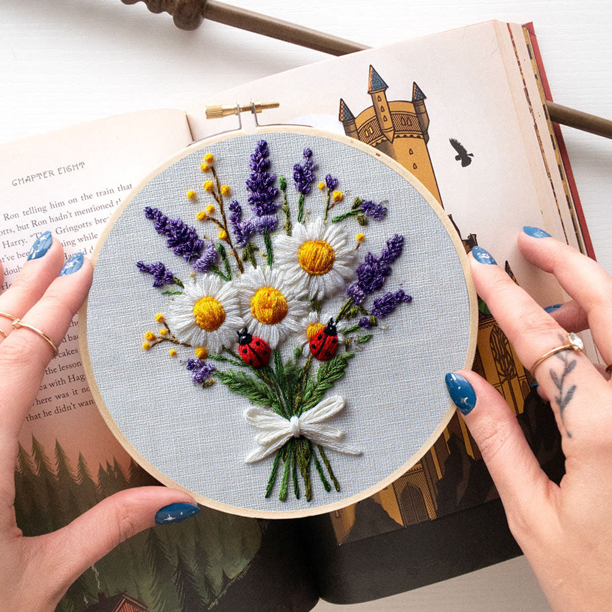 Rubbyoo Embroidery Kit - Daisy Bouquet | Handmade Desk Decor | Diy Birthday Gift  - image 4