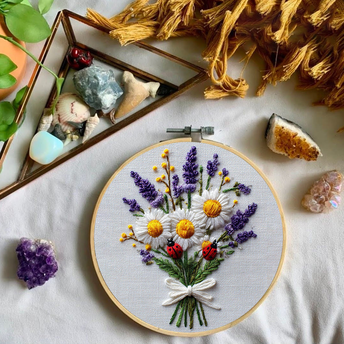 Rubbyoo Embroidery Kit - Daisy Bouquet | Handmade Desk Decor | Diy Birthday Gift  - image 3