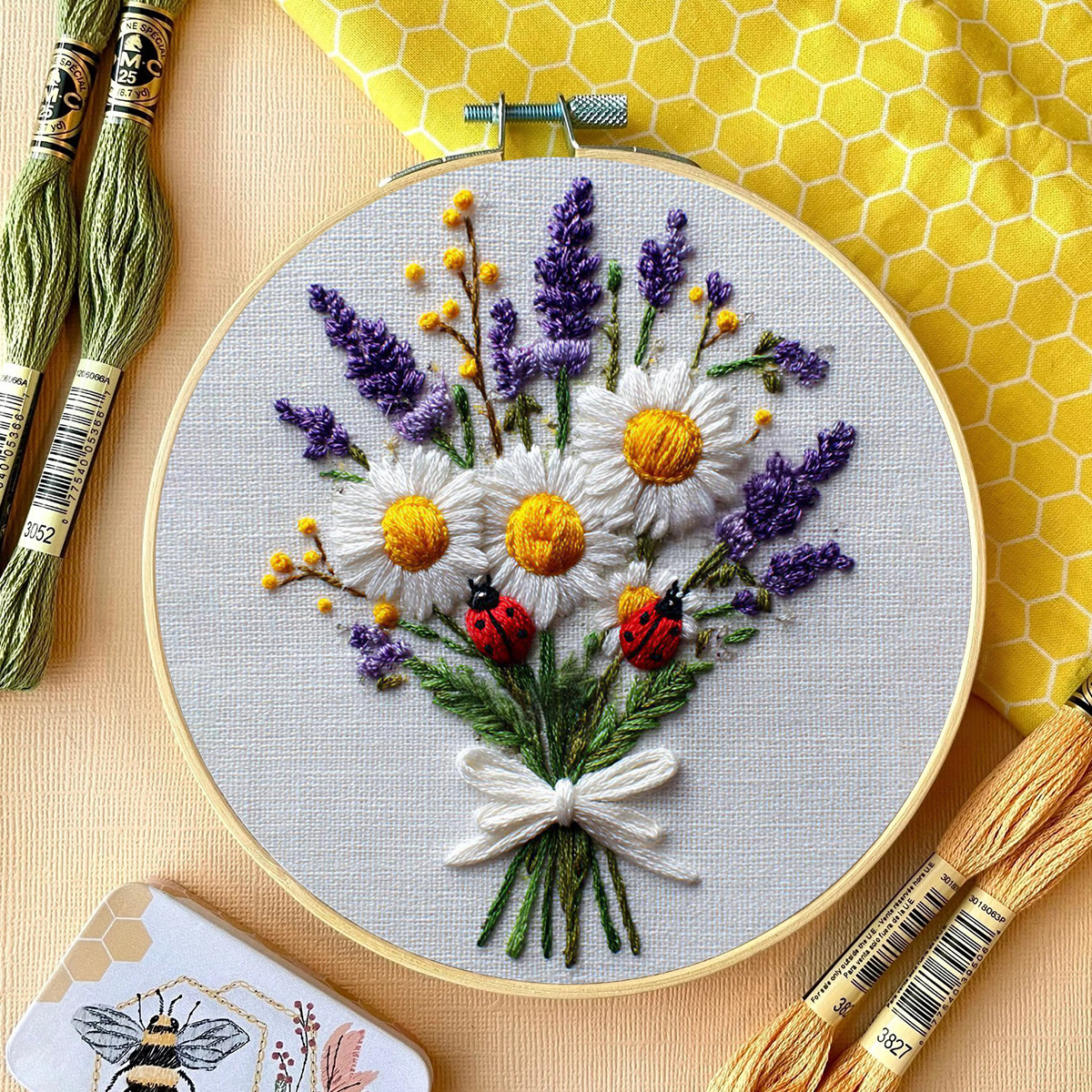 Rubbyoo Embroidery Kit - Daisy Bouquet | Handmade Desk Decor | Diy Birthday Gift  - image 11