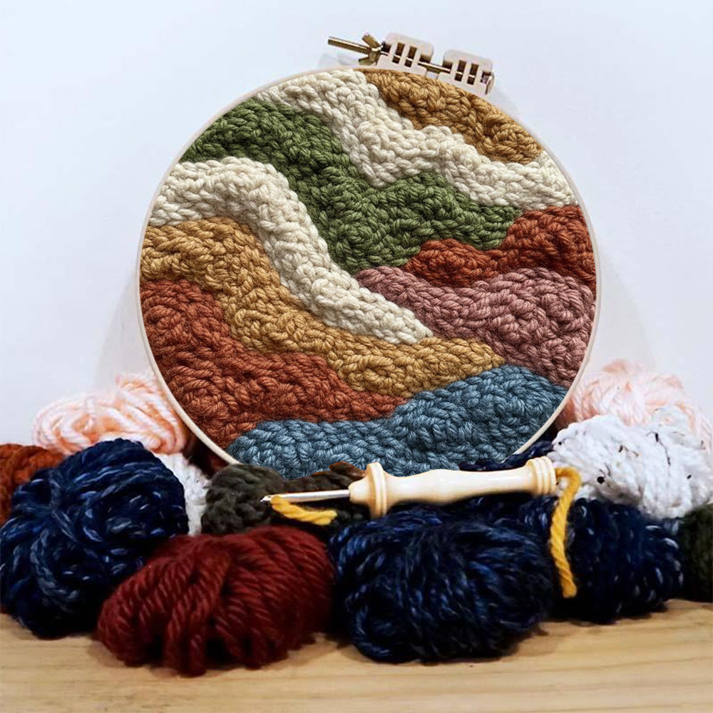 Soft-toned Wave Texture Punch Needle Kit – Stylish Artistic Wall Ornament | Effortless Simple Diy Handcraft - image 2