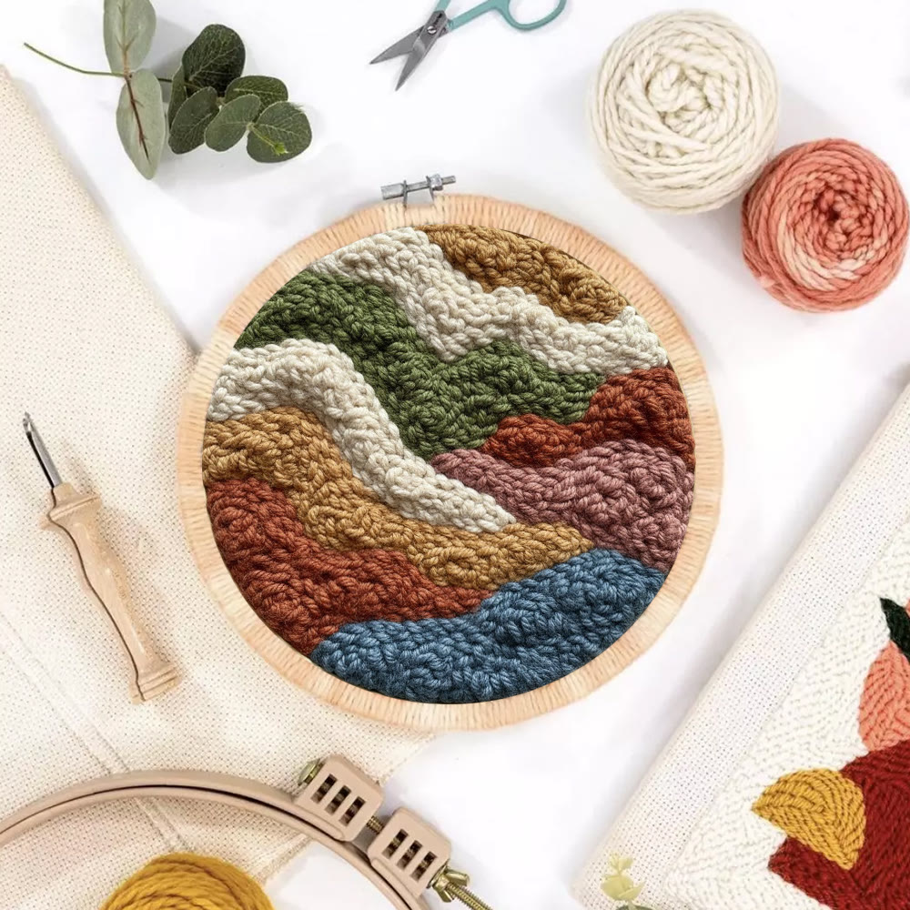 Soft-toned Wave Texture Punch Needle Kit – Stylish Artistic Wall Ornament | Effortless Simple Diy Handcraft - image 3