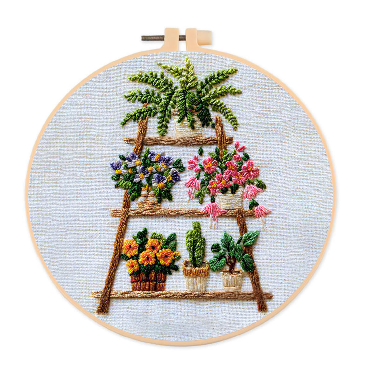Rubbyoo Embroidery Kit - Plant Ladder | Diy Home Decor | Handmade Hoop Art  - 20*20cm - image 1