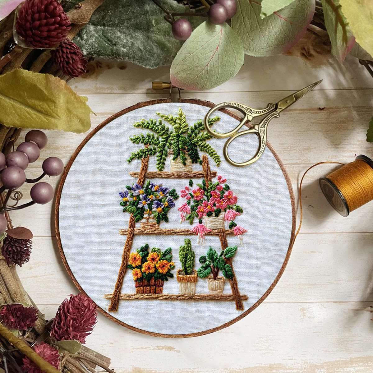 Rubbyoo Embroidery Kit - Plant Ladder | Diy Home Decor | Handmade Hoop Art  - image 2