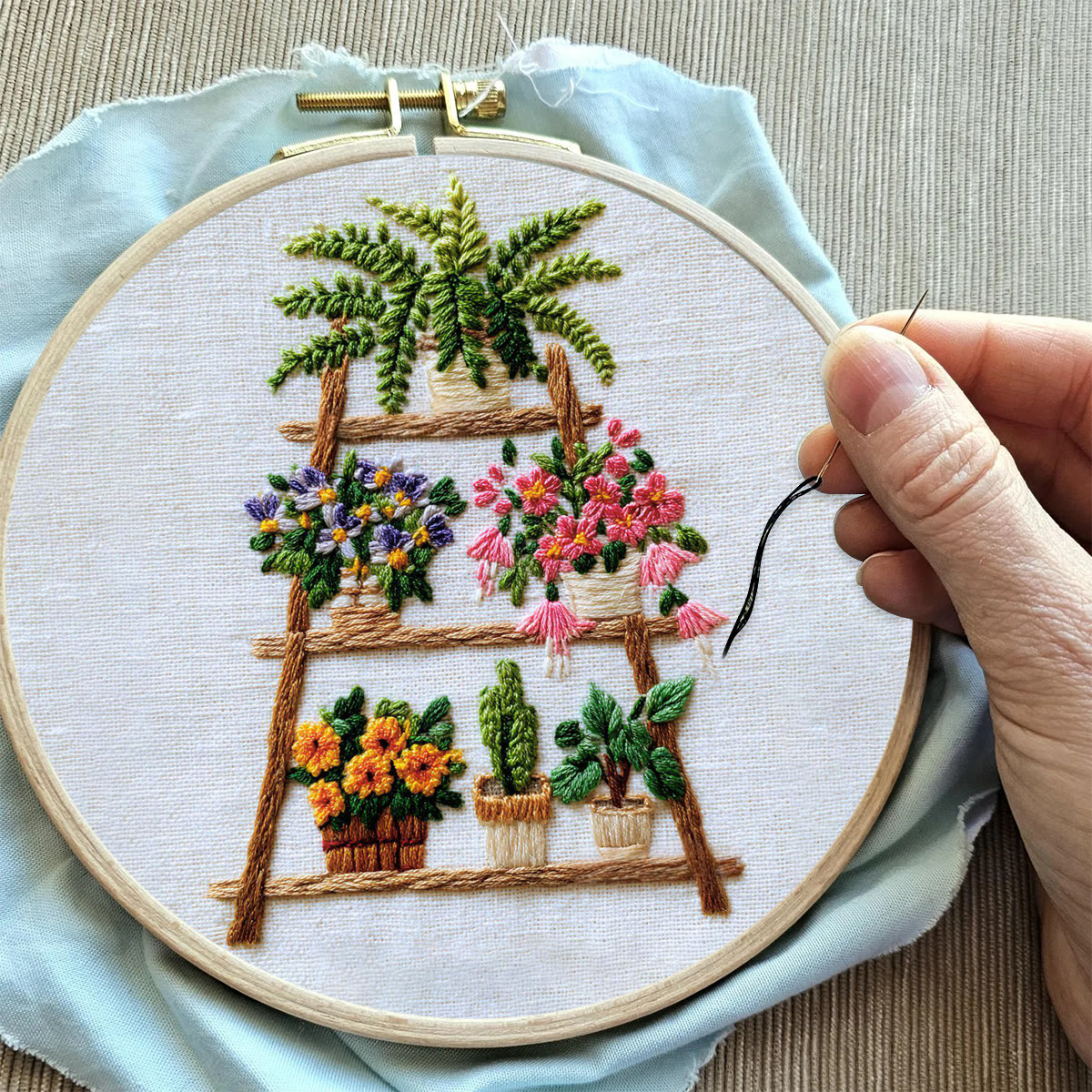 Rubbyoo Embroidery Kit - Plant Ladder | Diy Home Decor | Handmade Hoop Art  - image 3