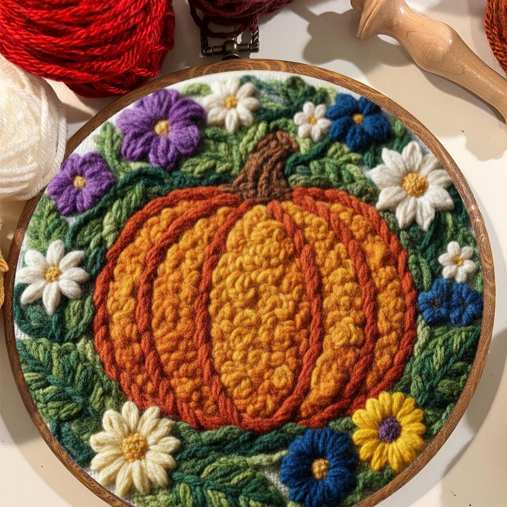 Vibrant Autumn Pumpkin Floral Punch Needle Kit – Exquisite Handcraft Piece | Ultimate Gifting Choice - image 8