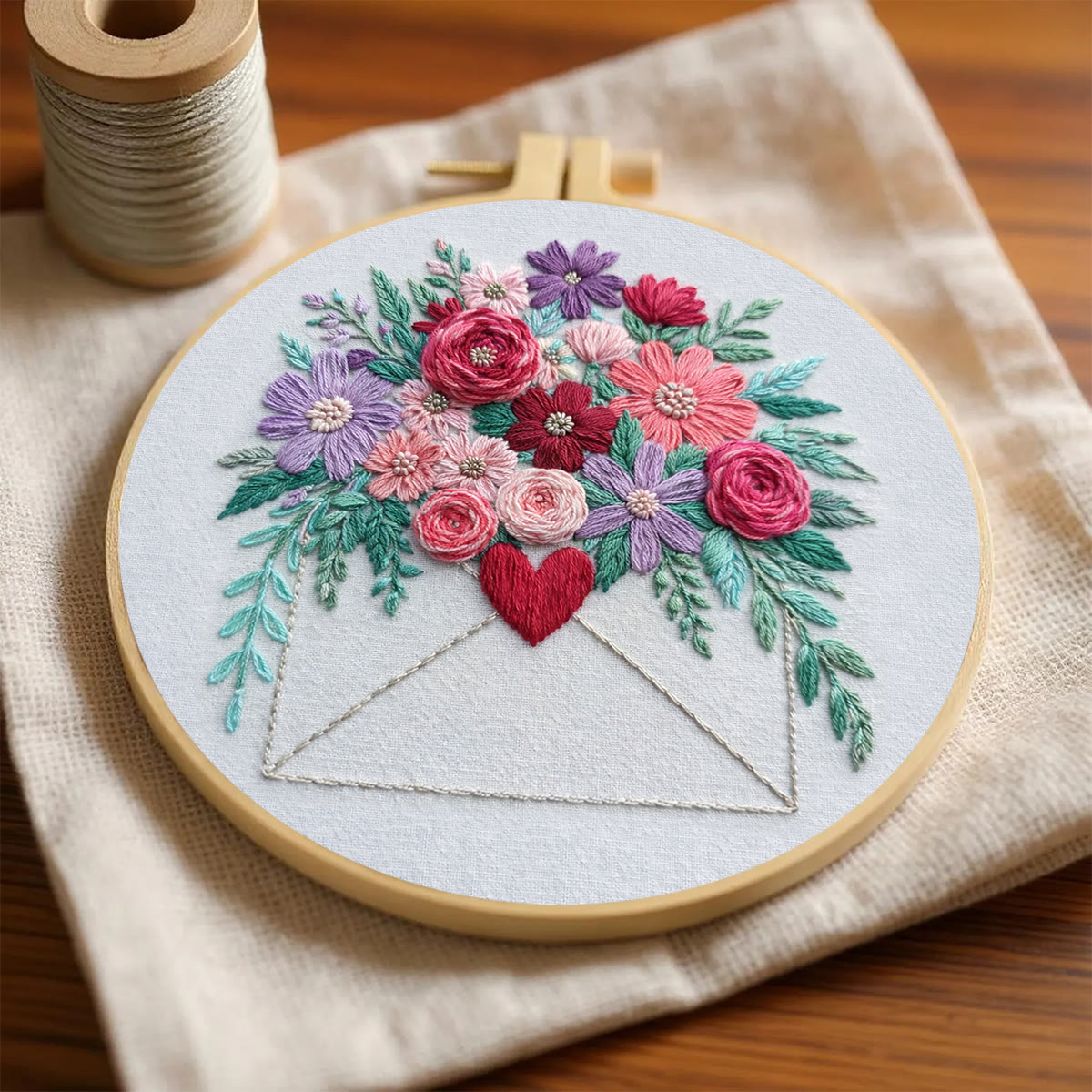 Rubbyoo Embroidery Kit - Blooming Love Envelope | Valentine Day Gifts | Diy Anniversary Gift - image 4