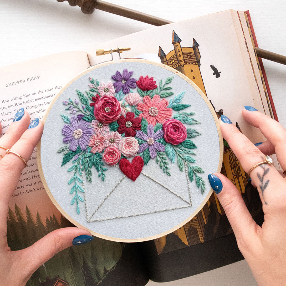 Rubbyoo Embroidery Kit - Blooming Love Envelope | Valentine Day Gifts | Diy Anniversary Gift - image 3