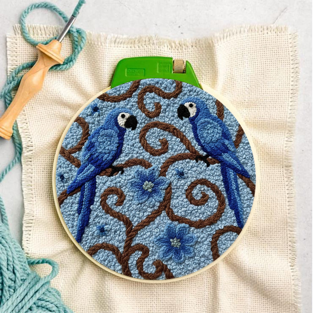 Blue Macaw Vine Floral Punch Needle Kit – Creative Handmade Diy Project | Exquisite Decorative Ornament - image 3