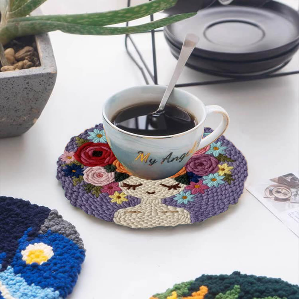 Pastel Floral Portrait With Bird Punch Needle Kit – Artistic Handcraft DIY Work | Elegant Home Decor - image 5