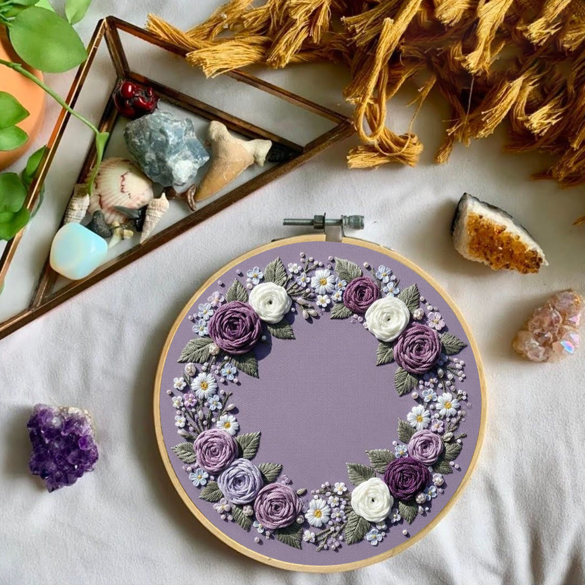 Rubbyoo Embroidery Kit - Purple Flower Wreath | Beginner Botanical Design | Diy Home Decor - image 5