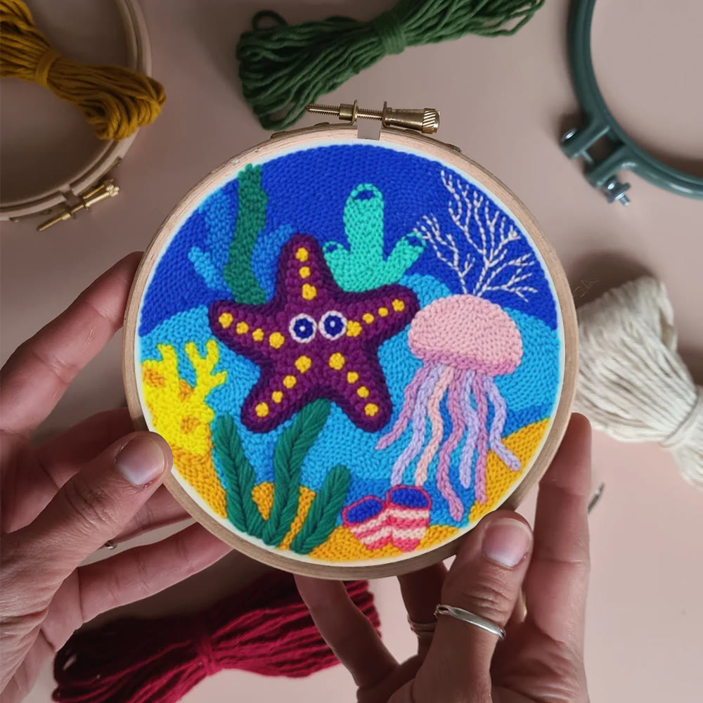 Cheerful Seabed Creatures Punch Needle Kit – Playful Underwater Vibe Handcraft | Lively Space Accent Ornament - image 10