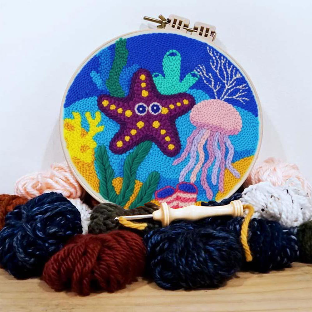 Cheerful Seabed Creatures Punch Needle Kit – Playful Underwater Vibe Handcraft | Lively Space Accent Ornament - image 2
