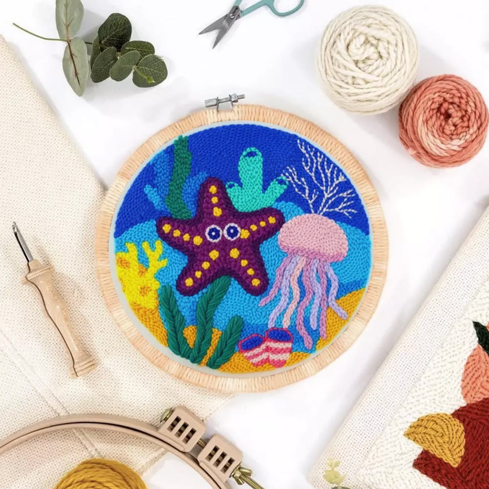 Cheerful Seabed Creatures Punch Needle Kit – Playful Underwater Vibe Handcraft | Lively Space Accent Ornament - image 7