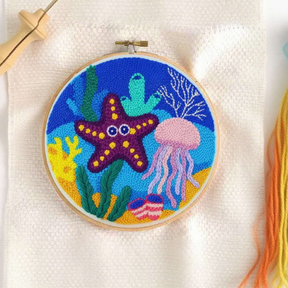 Cheerful Seabed Creatures Punch Needle Kit – Playful Underwater Vibe Handcraft | Lively Space Accent Ornament - image 3