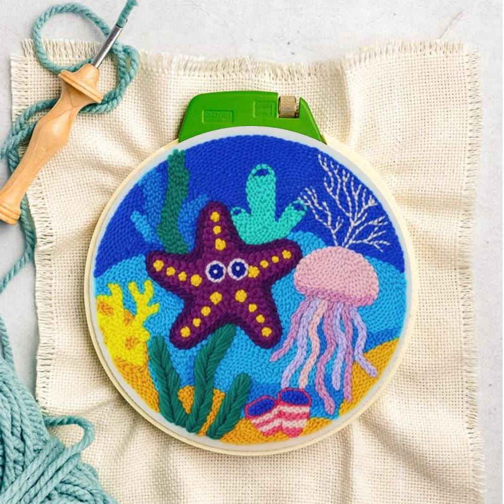 Cheerful Seabed Creatures Punch Needle Kit – Playful Underwater Vibe Handcraft | Lively Space Accent Ornament - image 6