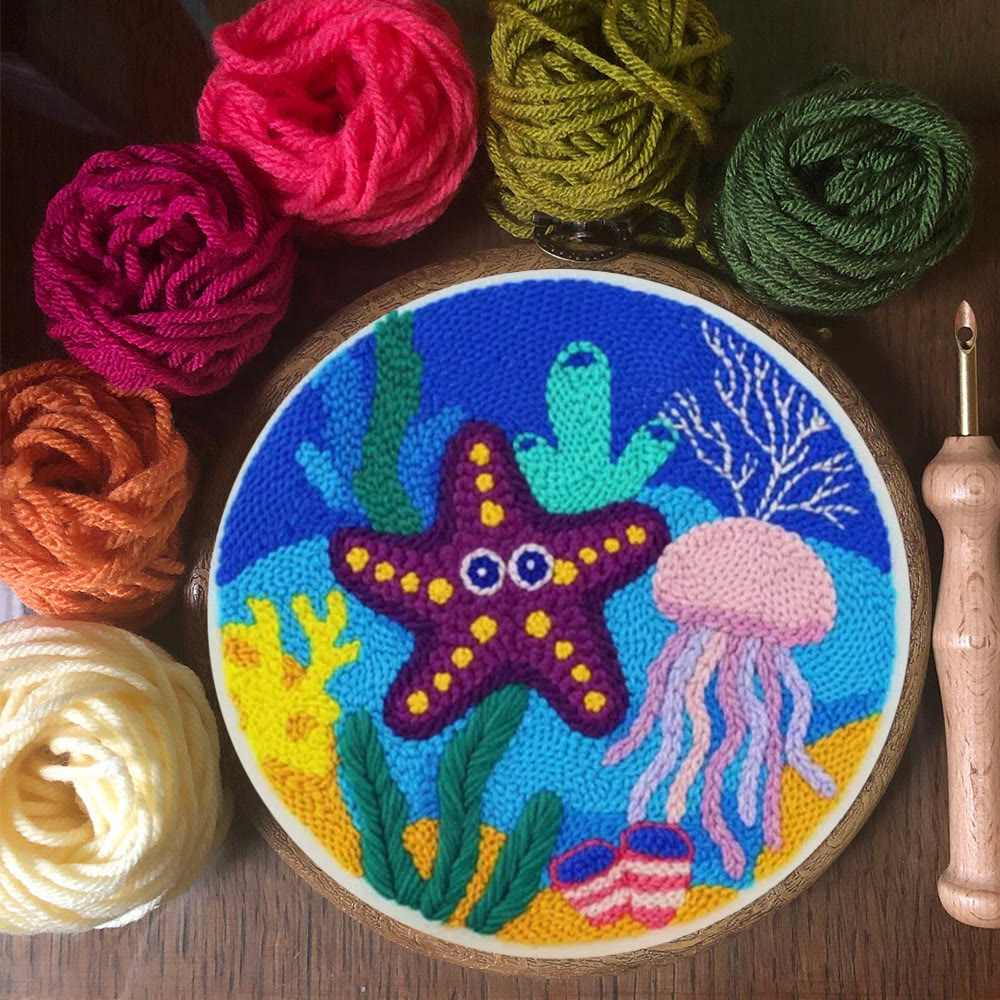 Cheerful Seabed Creatures Punch Needle Kit – Playful Underwater Vibe Handcraft | Lively Space Accent Ornament - image 11
