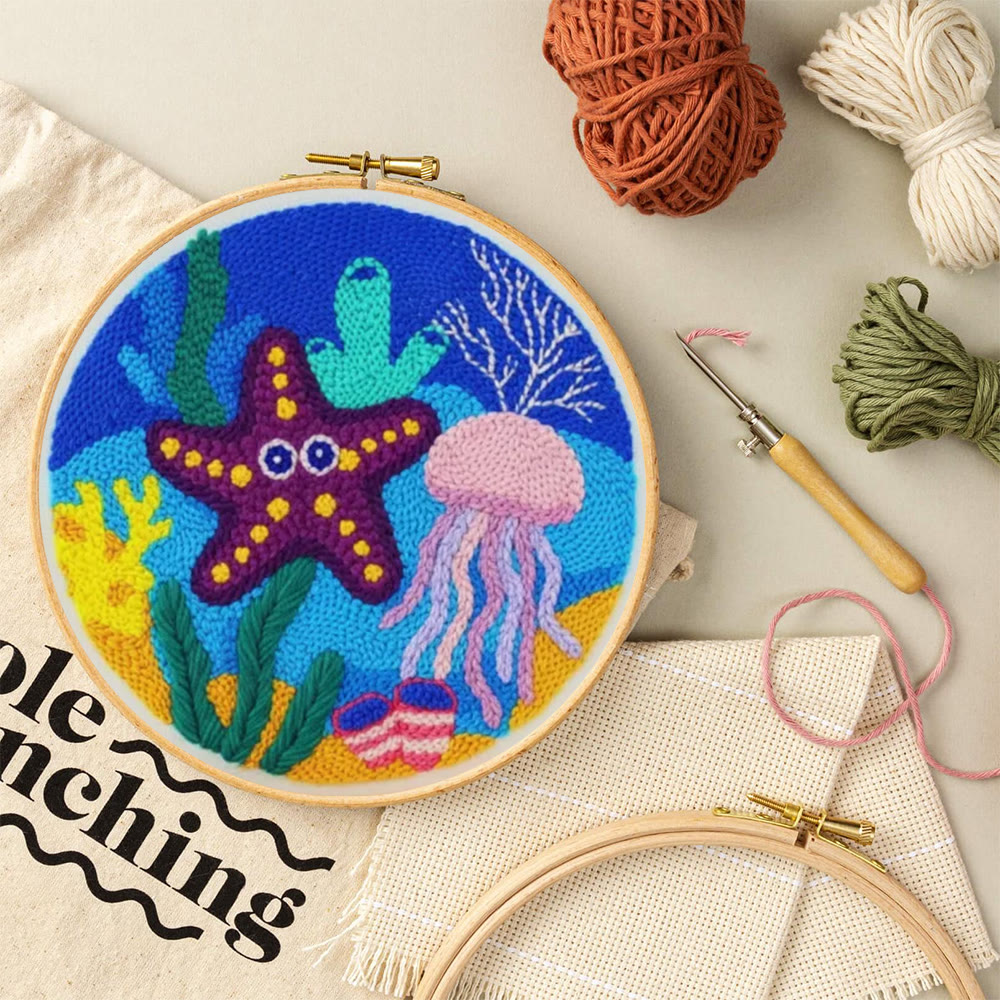 Cheerful Seabed Creatures Punch Needle Kit – Playful Underwater Vibe Handcraft | Lively Space Accent Ornament - image 9