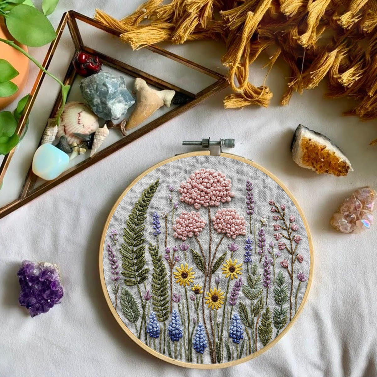 Rubbyoo Embroidery Kit - Lavender Wildflowers | Easy Starter Craft Gift | Diy Home Ornament - image 3