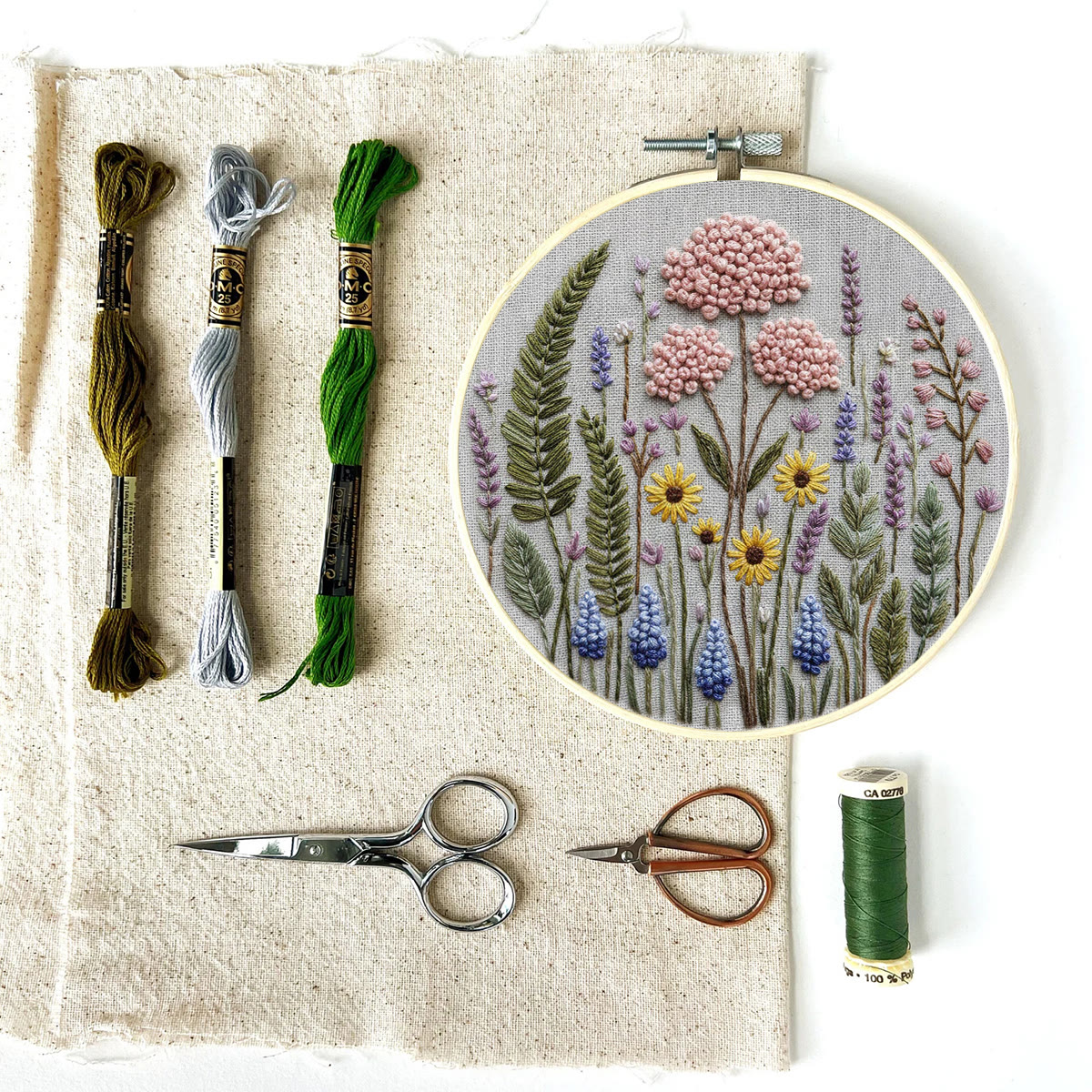 Rubbyoo Embroidery Kit - Lavender Wildflowers | Easy Starter Craft Gift | Diy Home Ornament - image 7