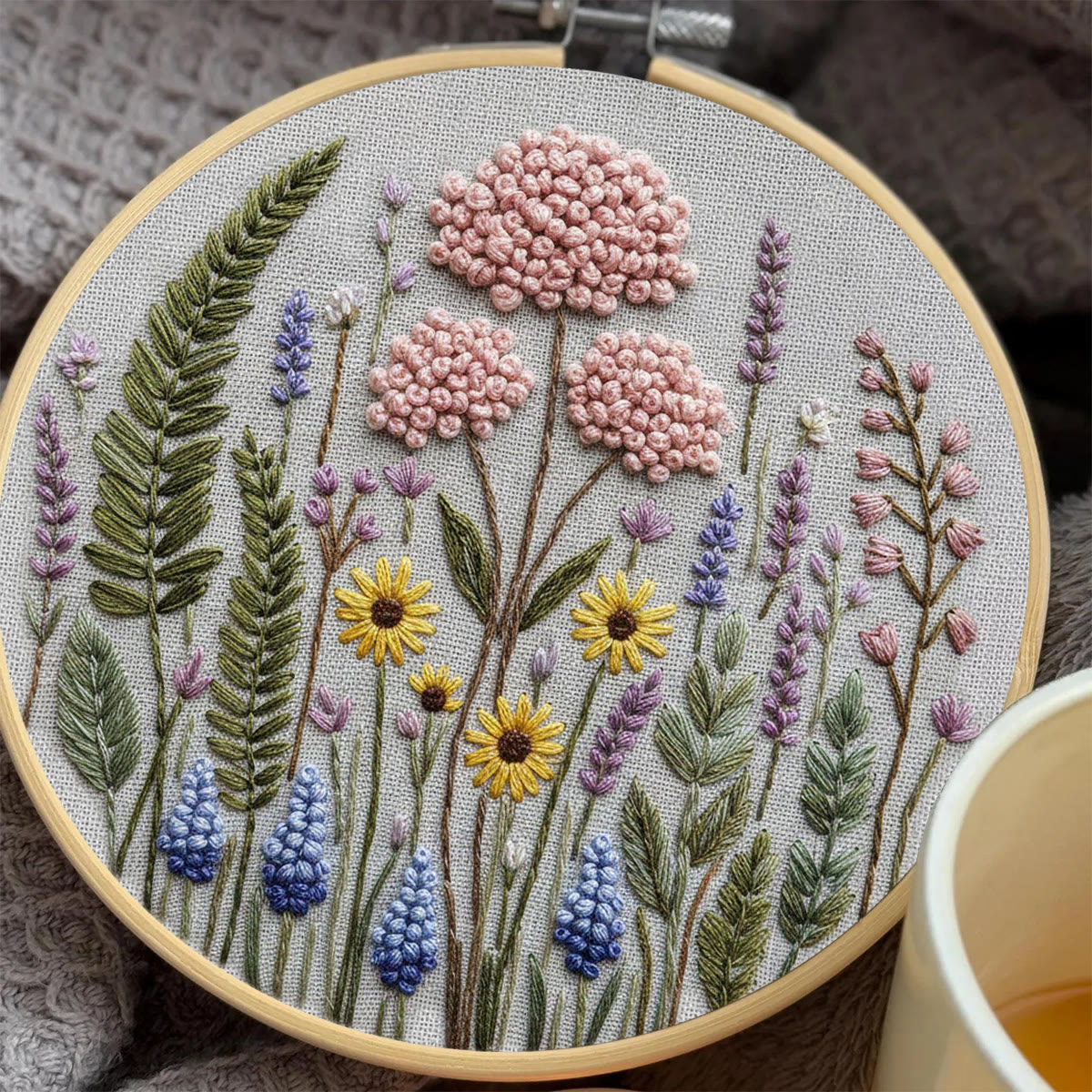 Rubbyoo Embroidery Kit - Lavender Wildflowers | Easy Starter Craft Gift | Diy Home Ornament - image 6