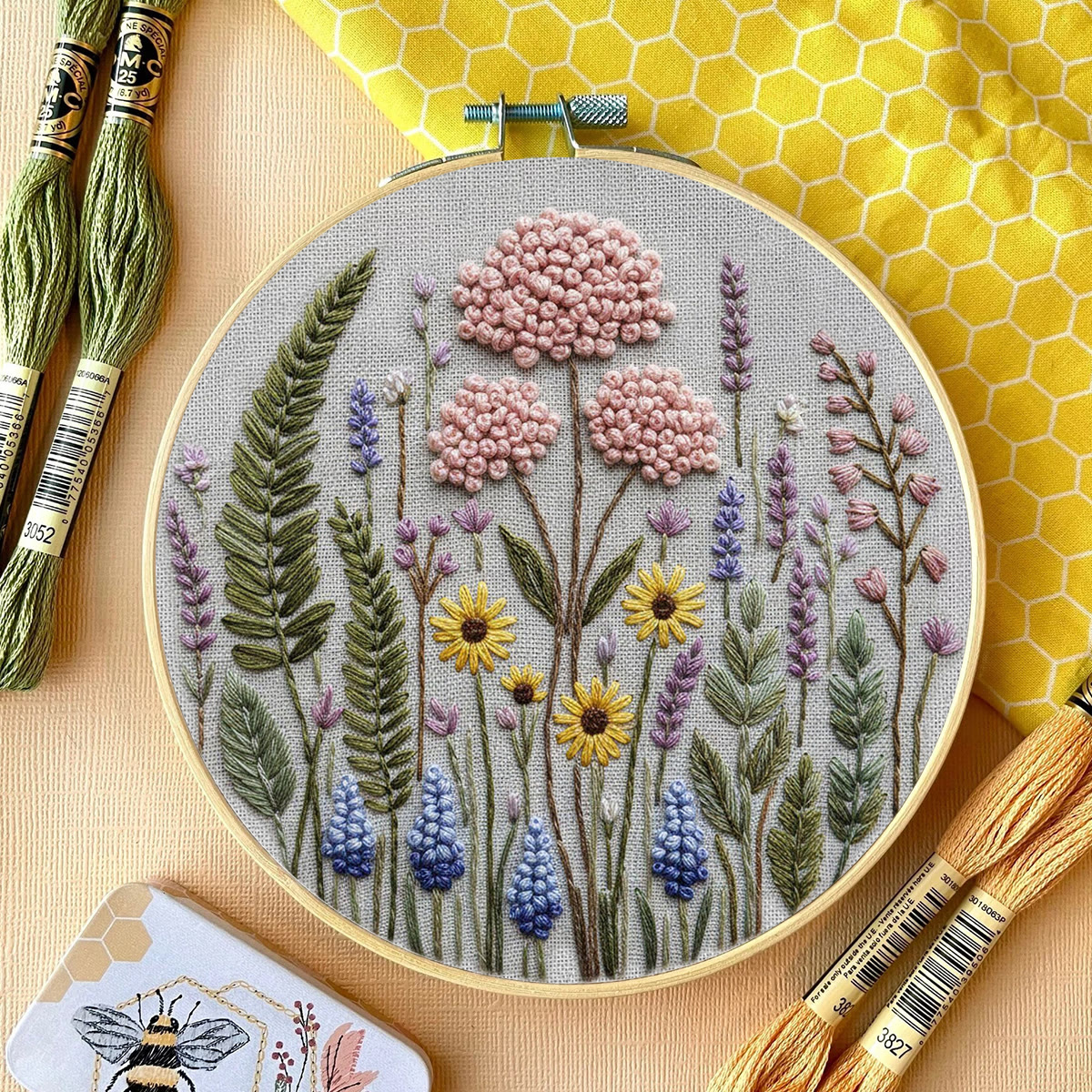 Rubbyoo Embroidery Kit - Lavender Wildflowers | Easy Starter Craft Gift | Diy Home Ornament - image 11