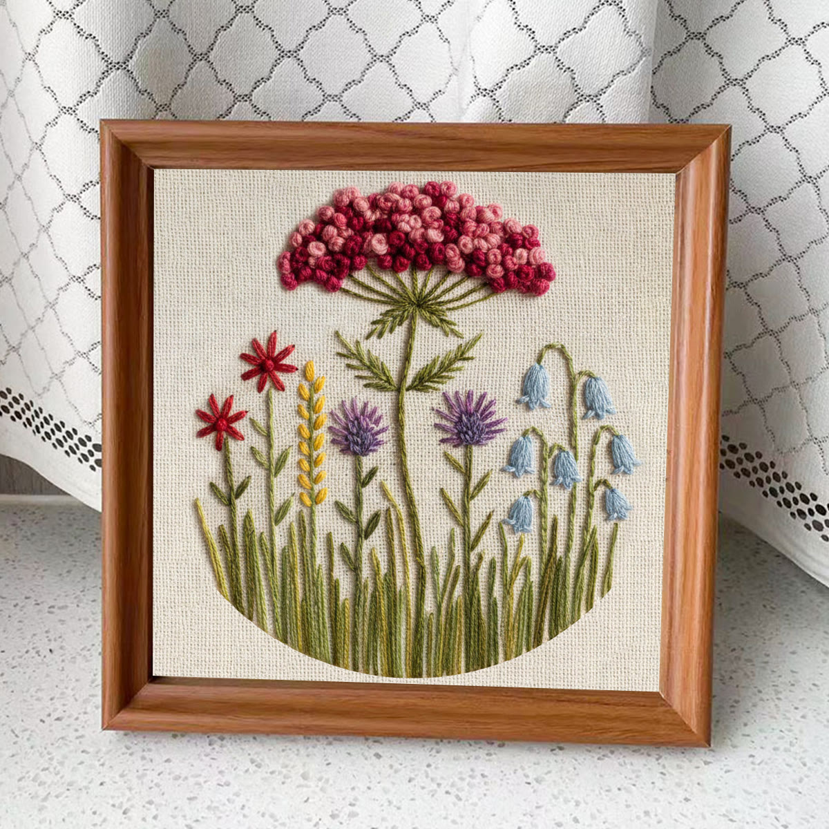 Rubbyoo Embroidery Kit - Floral Art  | Diy Versatile Decoration | Handmade Meaningful Gift - Embroidery Kit Plus An Extra Frame - image 3