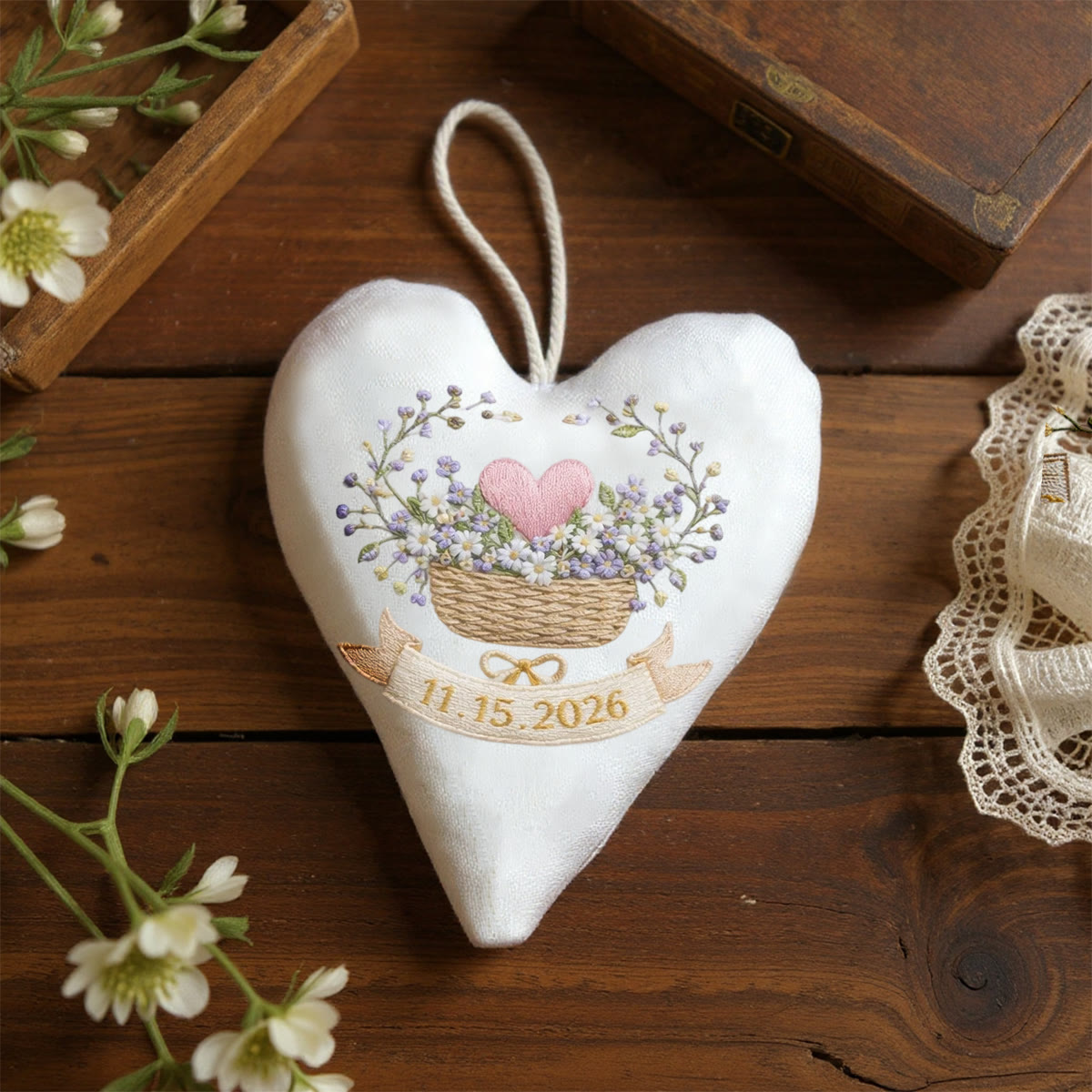 Rubbyoo Heart Embroidery Kit - Flower Basket Date-themed Design | Warm Handmade Diy | Anniversary Gifting Pick - image 8