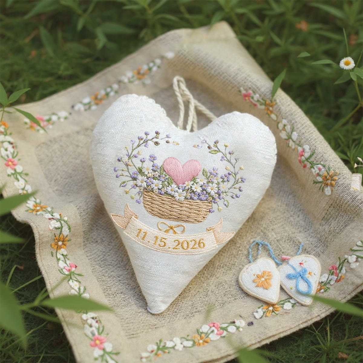 Rubbyoo Heart Embroidery Kit - Flower Basket Date-themed Design | Warm Handmade Diy | Anniversary Gifting Pick - image 2