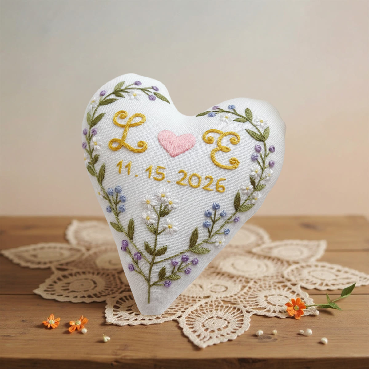 Rubbyoo Heart Embroidery Kit - Love Lettering With Date Detail | Beginner-friendly Craft | Romantic Gifting Choice - image 3