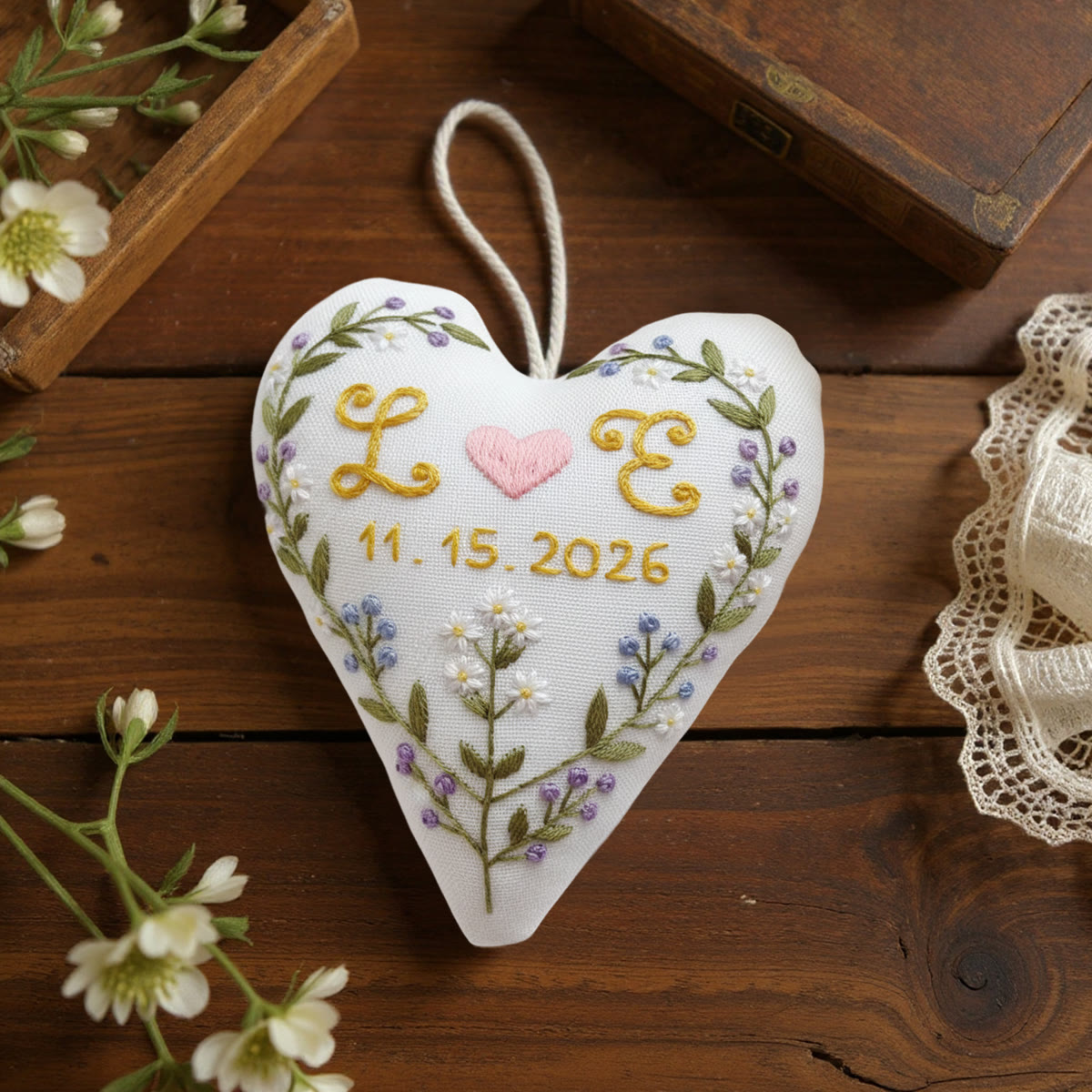 Rubbyoo Heart Embroidery Kit - Love Lettering With Date Detail | Beginner-friendly Craft | Romantic Gifting Choice - image 8