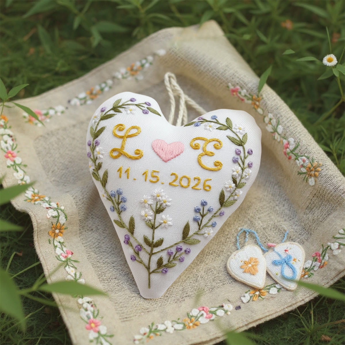 Rubbyoo Heart Embroidery Kit - Love Lettering With Date Detail | Beginner-friendly Craft | Romantic Gifting Choice - image 2