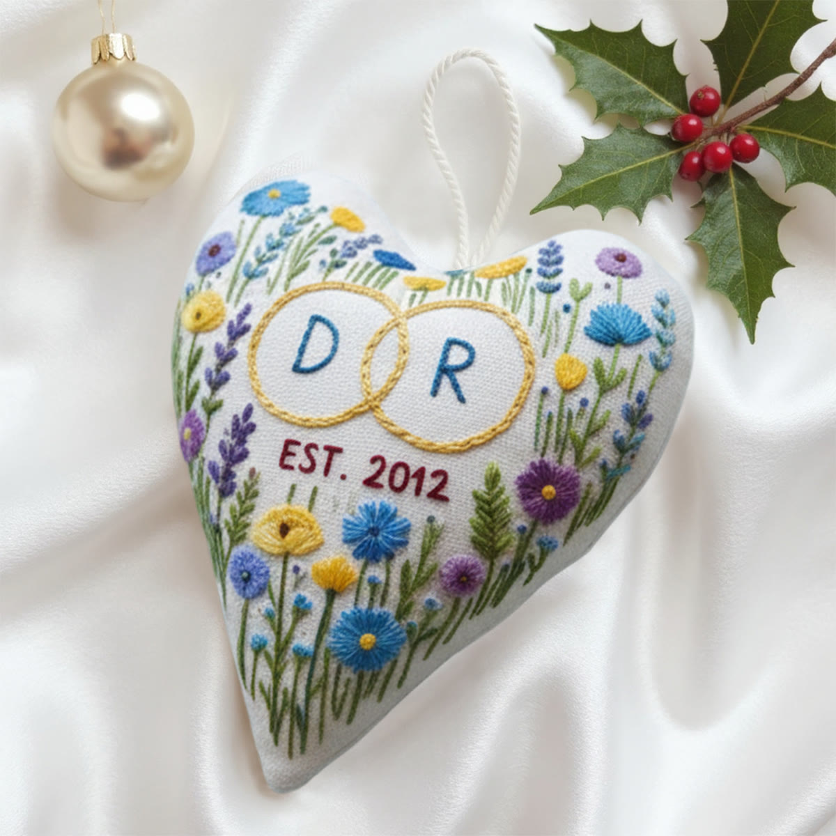 Rubbyoo Heart Embroidery Kit - Monogram With Established Date Floral | Tender Handstitched Diy | Milestone Gifting Pick - image 2